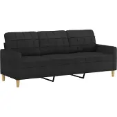 vidaXL Ensemble de canapés 2 pièces avec coussins Tissu noir
