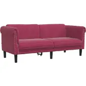 vidaXL 2-pc. Ensemble de canapé velours rouge vin