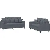 vidaXL Ensemble de canapés 2 pièces avec coussins gris foncé velours