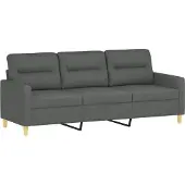 vidaXL Canapé à 3 places Gris foncé 180 cm Tissu
