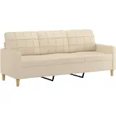vidaXL Canapé 3 places crème 180 cm Tissu