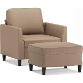 vidaXL Fauteuil avec pouf cappuccino brun 60 cm simili-cuir