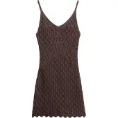Superdry Crochet Cami Sleeveless Short Dress Marron S Femme