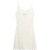Superdry pour femme. W8011606A Robe courte au crochet à bretelles blanc cassé (L), Casuel, Sans manches / bretelles