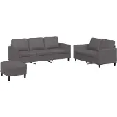 vidaXL Ensemble de canapés 2 pièces avec coussins Gris Similicuir