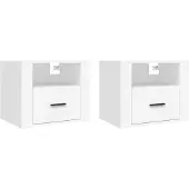 vidaXL Tables de chevet murales 2 pcs Blanc 50x36x40 cm