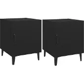 vidaXL Tables de chevet 2 pcs Noir Bois d'ingénierie