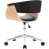 vidaXL Chaise de bureau pivotante noire bois courbé et similicuir