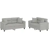 vidaXL Ensemble de canapés 2 pièces avec coussins gris clair tissu microfibre