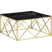 vidaXL Table basse Golden acier inoxydable et verre trempé