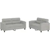 vidaXL Ensemble de canapés 2 pièces avec coussins gris clair tissu microfibre