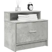 vidaXL Table de chevet avec tiroir gris béton 51x31x47 cm