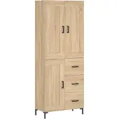 vidaXL Highboard chêne Sonoma 69,5x34x180 cm Matériau dérivé du bois