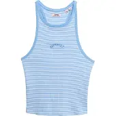 Superdry Femme Débardeur Rayé à dos Nageur et Logo Essential Bleu Clair Taille: 38