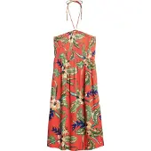 Superdry Femme Robe de Plage Mi-longue Smockée Rouge Taille: 44