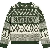 Superdry pour femme. W6110559A Pull à col roulé avec motif de la marque verte (M), Casuel, Acrylique