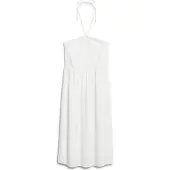 Superdry Femme Robe de Plage Mi-longue Smockée Blanc Taille: 44