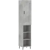 vidaXL Highboard gris béton 34,5x34x180 cm Bois composite