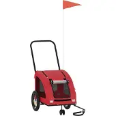 vidaXL Remorque pour vélo Chiens Rouge Tissu Oxford et fer