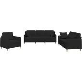 vidaXL Ensemble de canapés 3 pièces avec coussins Tissu noir