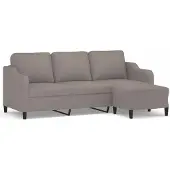 vidaXL Canapé 3 places avec pouf Taupe 180 cm Tissu
