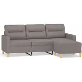 vidaXL Canapé 3 places avec pouf Taupe 180 cm Tissu