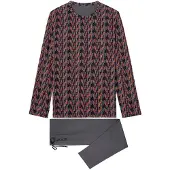 Hom Pyjama long ' Long Sleepwear Westgate ' gris / rouge