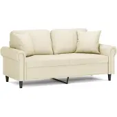 vidaXL Canapé 2 places avec oreillers crème 140 cm similicuir