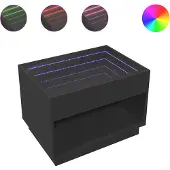 vidaXL Table basse avec Infinity-LED Noir 70x50x50 cm