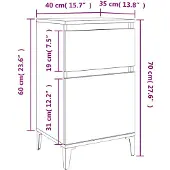 vidaXL Table de chevet blanc 40x35x70 cm