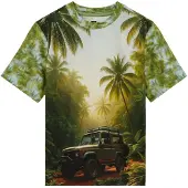 We fashion T-Shirt bleu clair / vert / olive / vert foncé