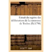 Hachette Extrait du registre des délibérations de la commune de Toulon