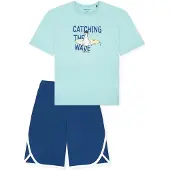 Schiesser Pyjama ' Teens Nightwear ' bleu / turquoise