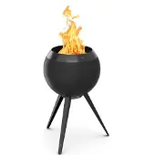 Höfats Cheminée élégante MOON pour le bois et les pellets, Colour : ALL BLACK - tout noir, Variante : avec base haute
