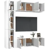 vidaXL Ensemble d'armoires TV 7 pièces blanc bois composite
