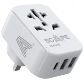 Scape Travel Chargeur Mural De Voyage International Britannique Usb A/c 15w