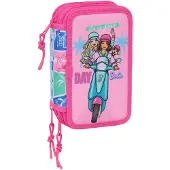 Barbie 12.5x19.5x5.5 Cm Triple Pencil Case Rose Homme
