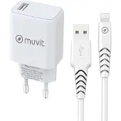 Muvit For Change Pack Chargeur + Câble Lightning 1.2m Blanc