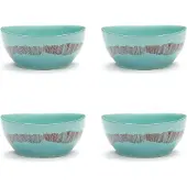 Serax Feast Bol S - Lot de 4 Azure|Red Stripes