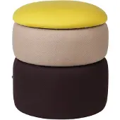 Broste Copenhagen Pond pouf jaune/beige/raisin foncé Ø38cm