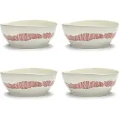 Serax Feast Bol L - Lot de 4 White|Red Stripes