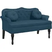 vidaXL Banc avec coussins bleu 120,5x65x75 cm velours