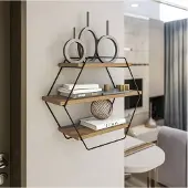 Hannah Home Etagère murale | 100% mélaminé | Cadre métallique | Pin Atlantique