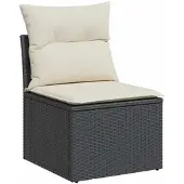 vidaXL Canapé de jardin sans accoudoirs coussins noir résine tressée