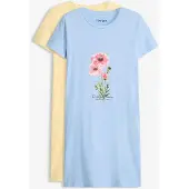 Bonprix Lot de 2 chemises de nuit courtes 100% coton