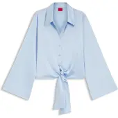 HUGO Chemisier coupe décontractée en satin stretch avec détail de cravate