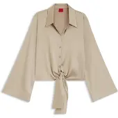 HUGO Chemisier coupe décontractée en satin stretch avec détail de cravate