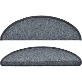 vidaXL Tapis d'escalier 10 pièces 56 x 17 x 3 cm Gris foncé Demi-rond