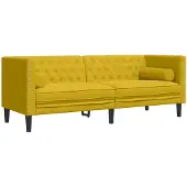 vidaXL Canapé Chesterfield avec traversins 3 places jaune velours
