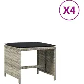 vidaXL Tabourets de jardin et coussins lot de 4 gris clair 41x41x36 cm